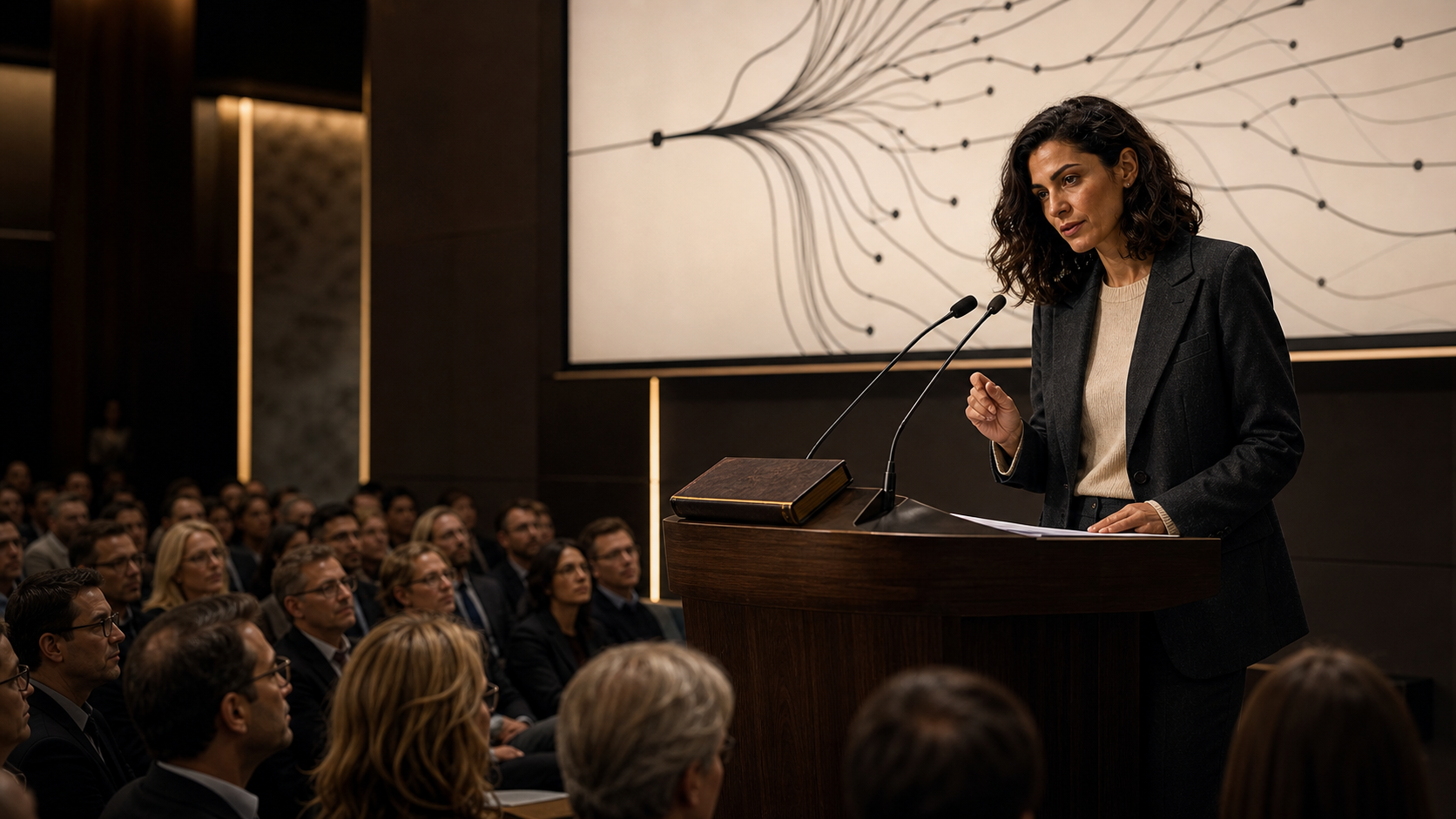Un profesional presenta sus ideas ante una audiencia