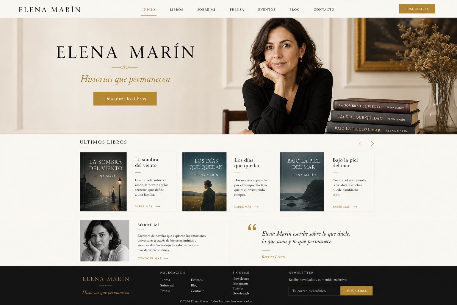 Diseño completo de una web para autora literaria