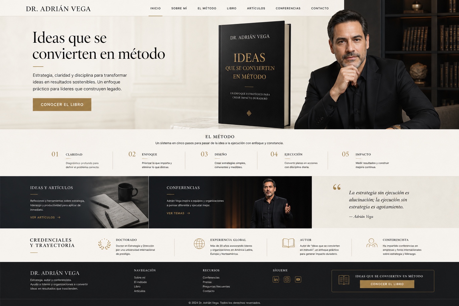 Diseño completo de una web para un autor profesional