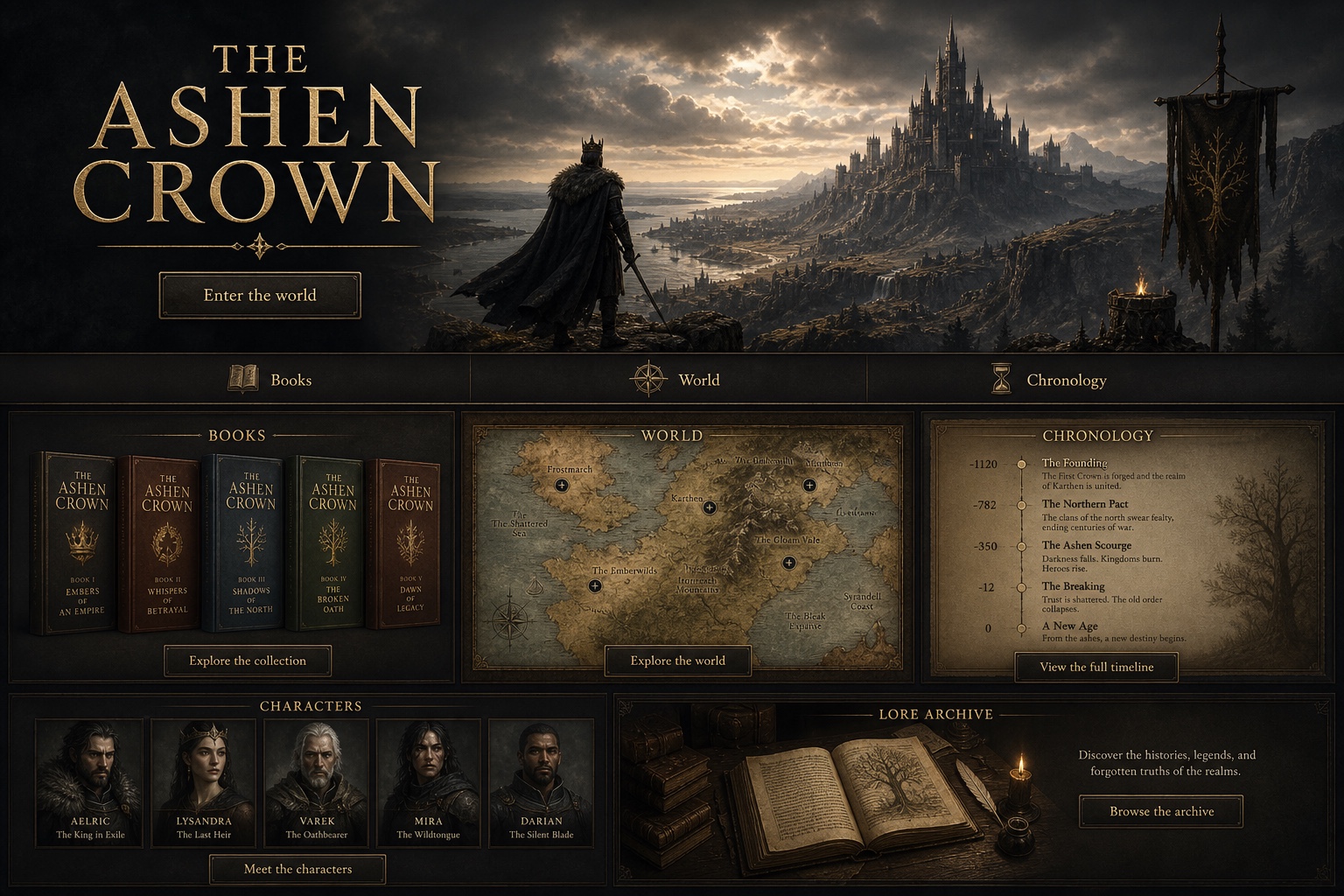 Diseño completo de una web para una saga fantástica
